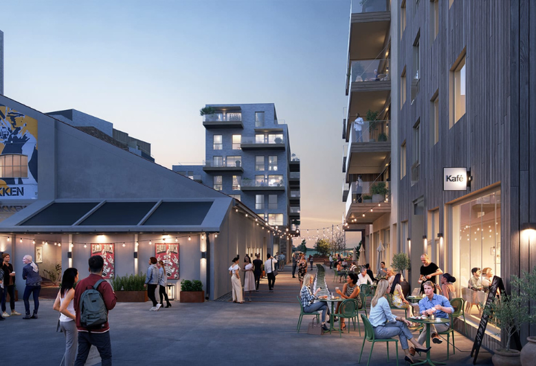 Bygulv og førsteetasjer i Kystbyen Slemmestad 